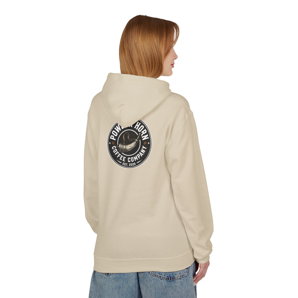 Powder Horn Logo Hoodie / Black Logo / Front and Back