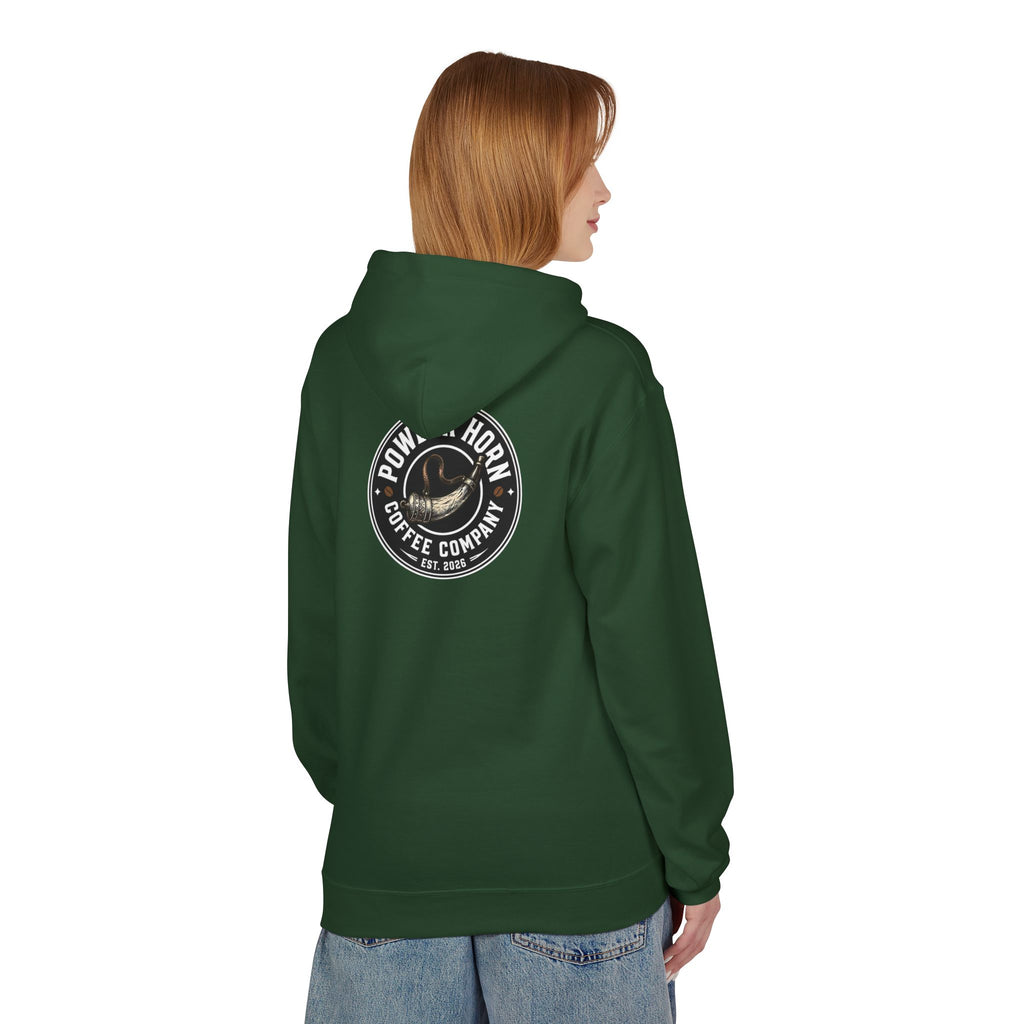 Powder Horn Logo Hoodie / Black Logo / Front and Back