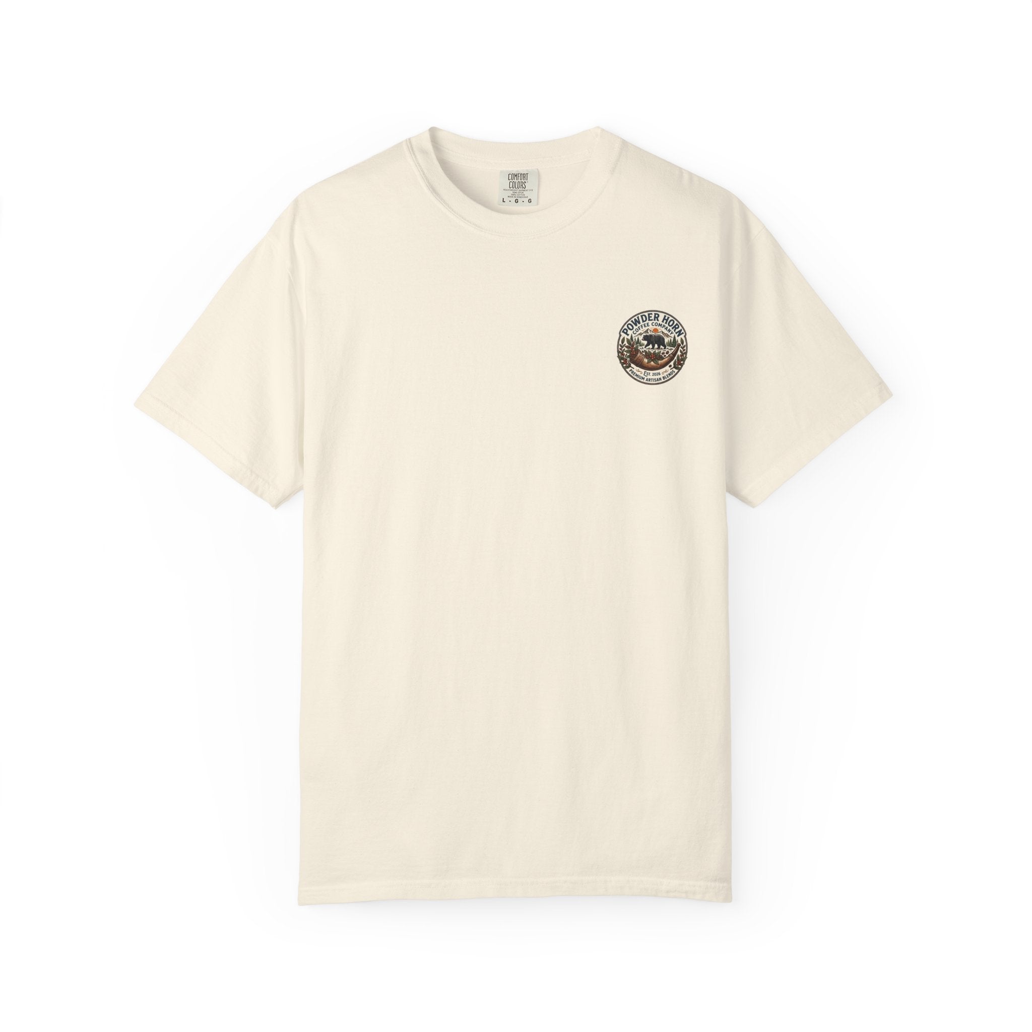 Powder Horn Graphic T-Shirt / Bear Logo Front / Vintage Back
