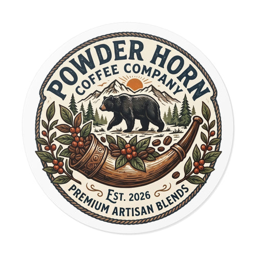Powder Horn Coffee Company Sticker — Vintage Bear & Horn Logo