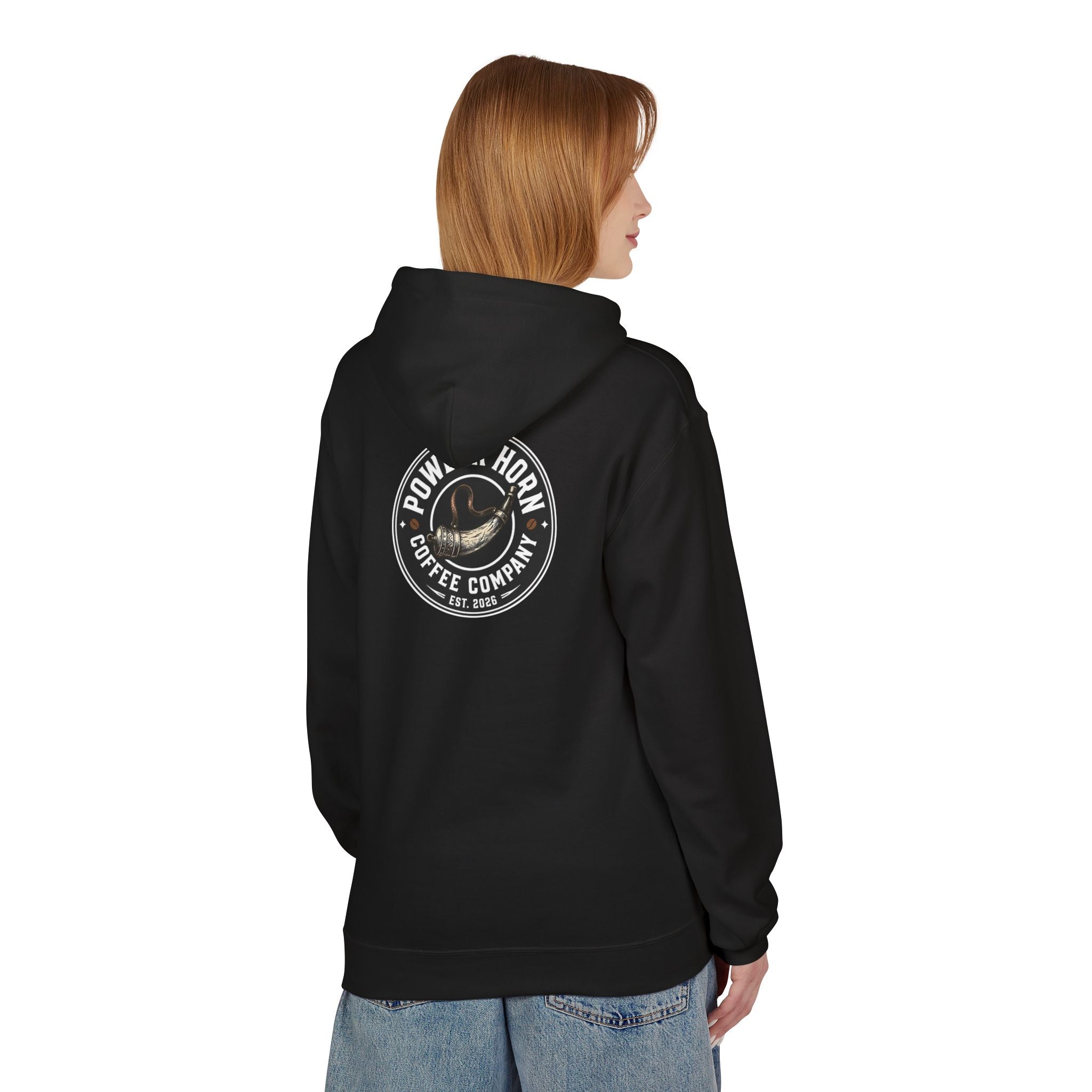 Powder Horn Logo Hoodie / Black Logo / Front and Back