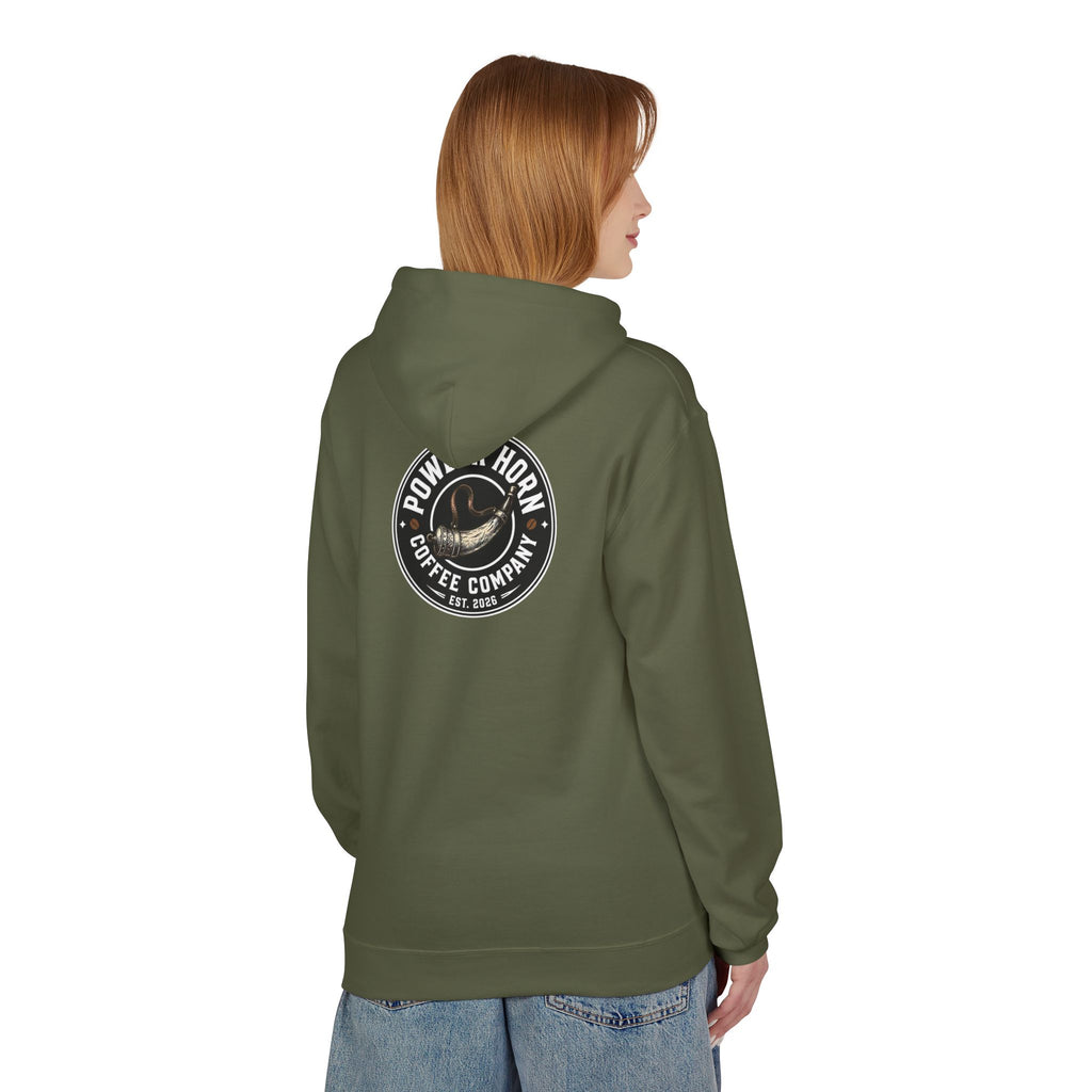 Powder Horn Logo Hoodie / Black Logo / Front and Back