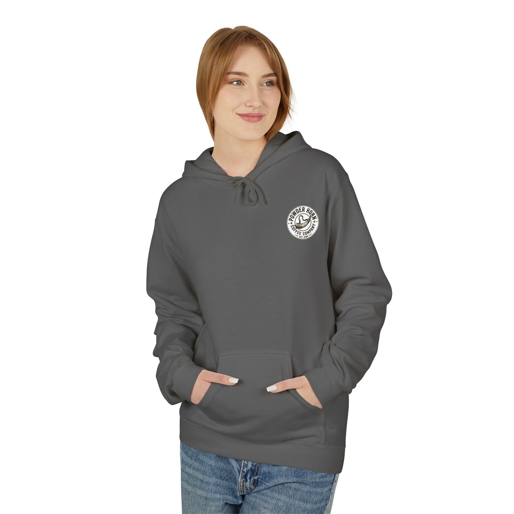 Powder Horn Hoodie / White Logo / Front Only