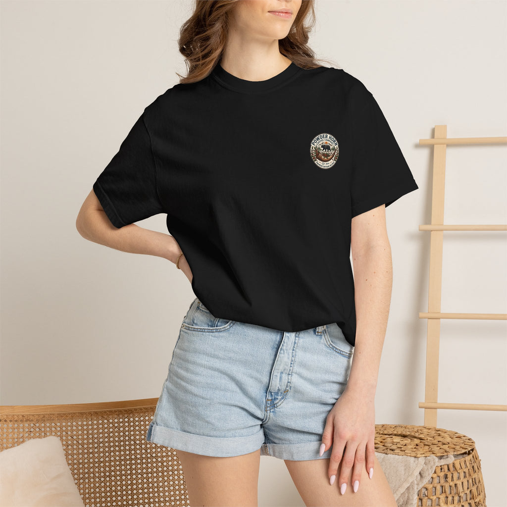 Powder Horn Graphic T-Shirt / Bear Logo Front / Vintage Back