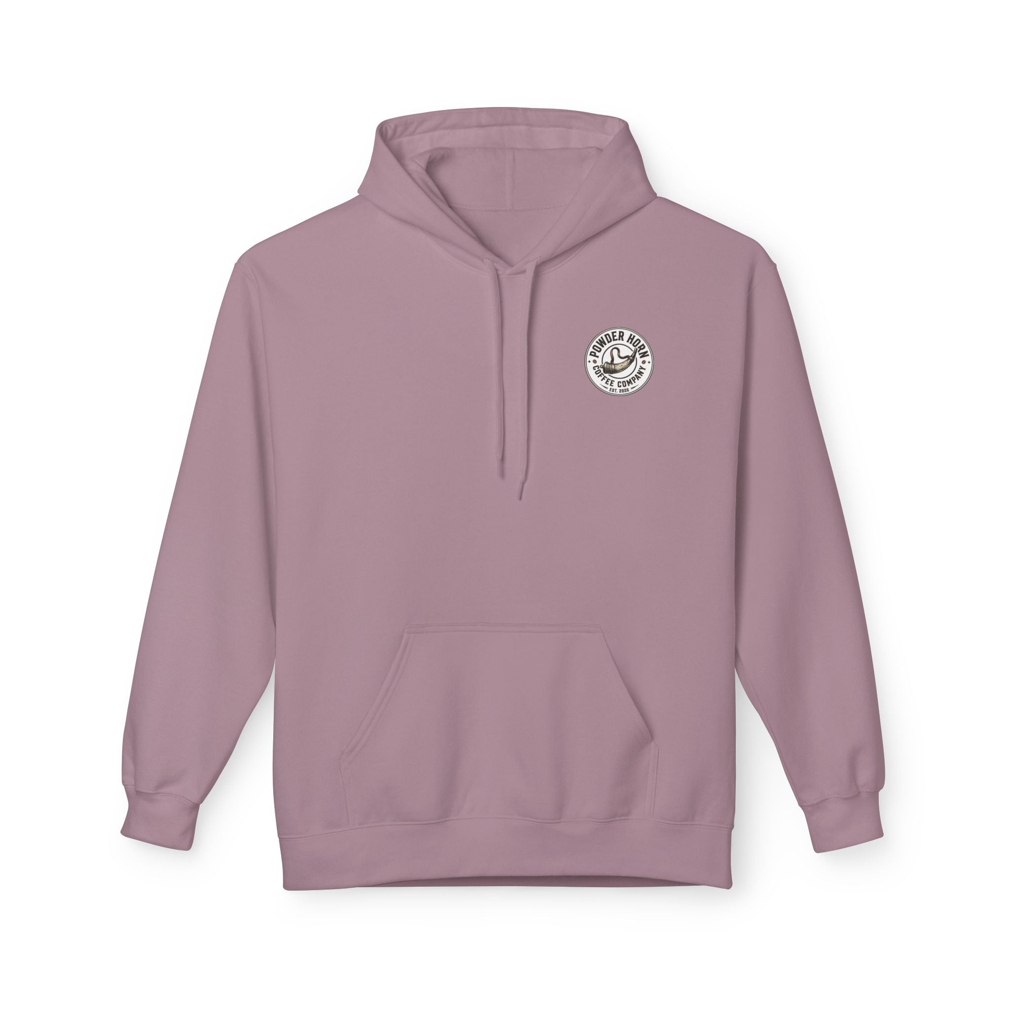 Powder Horn Hoodie / White Logo / Front Only