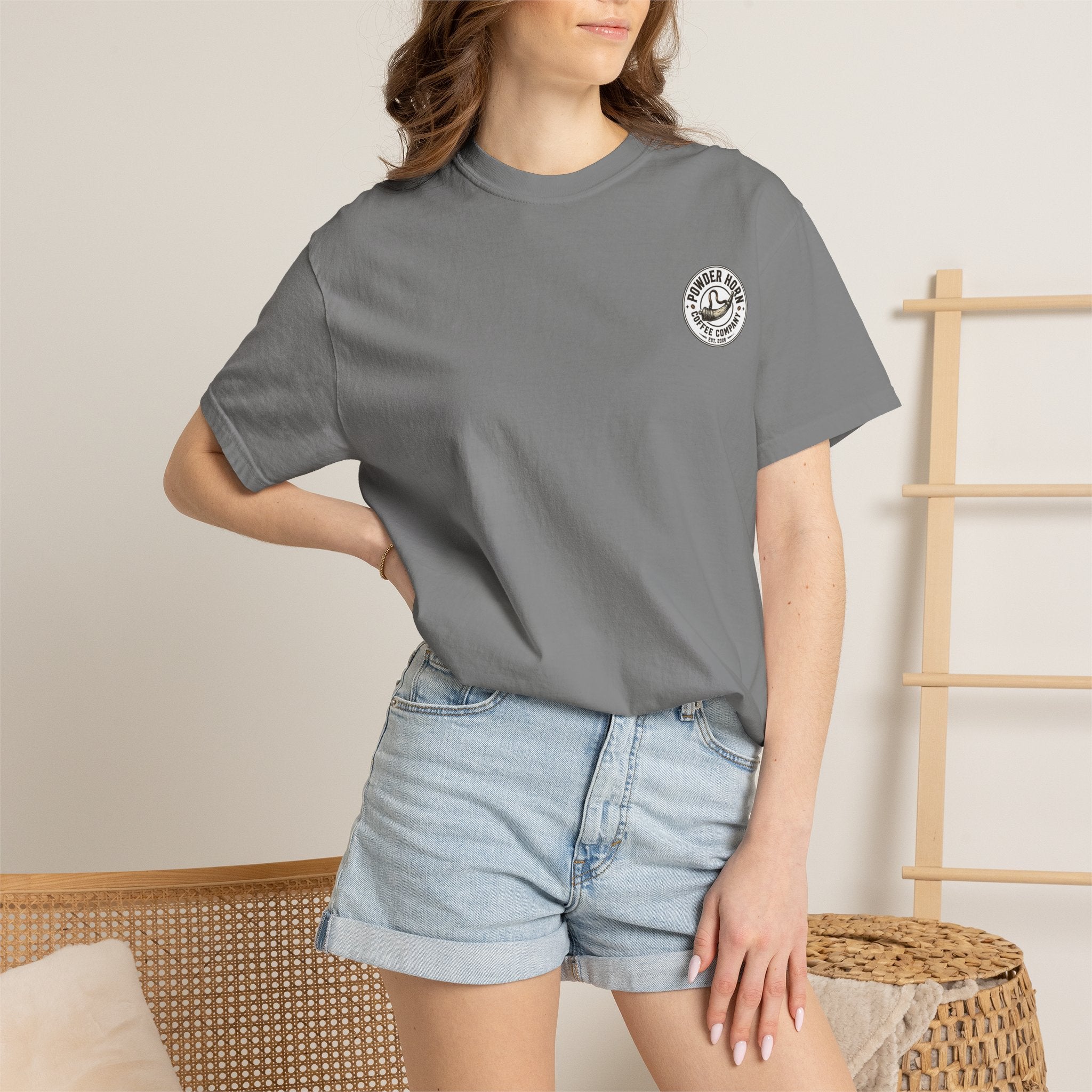 Powder Horn Plain T-shirt / White Logo / Front