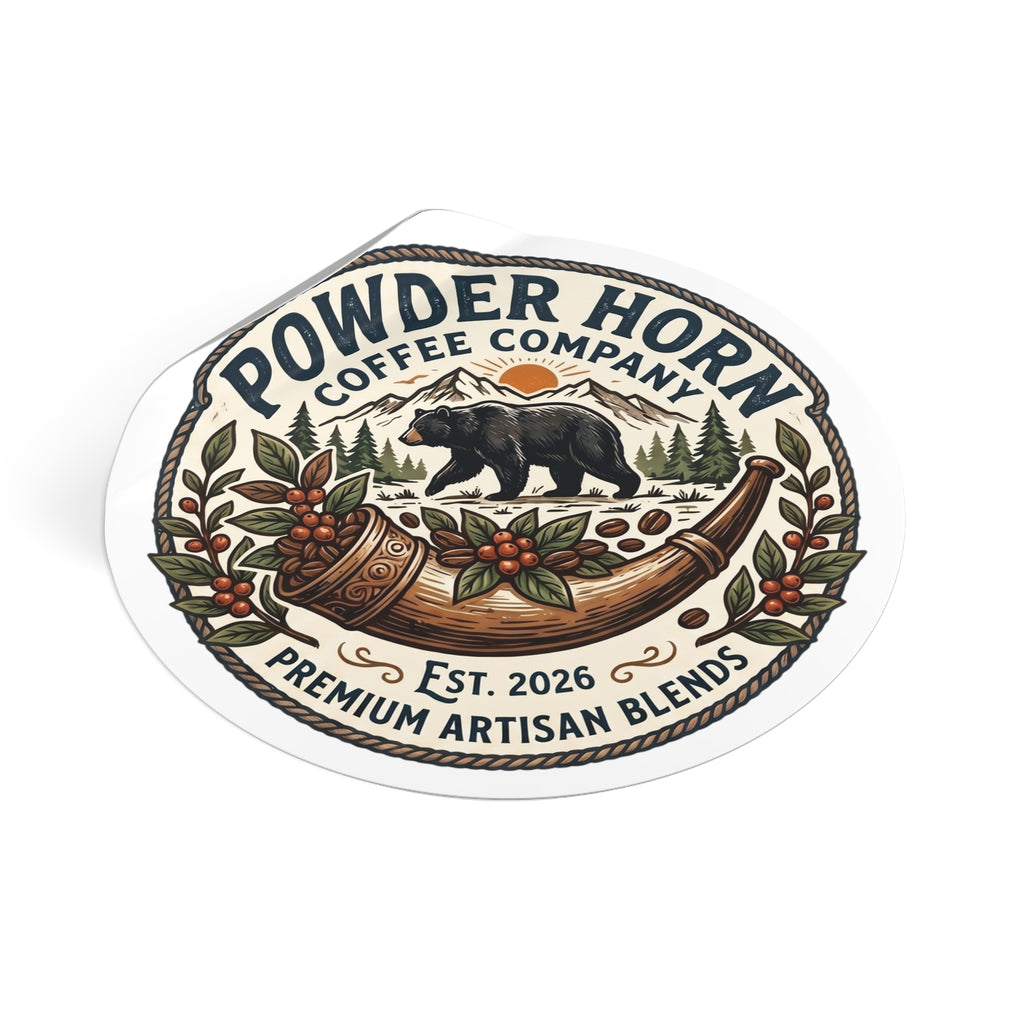 Powder Horn Coffee Company Sticker — Vintage Bear & Horn Logo