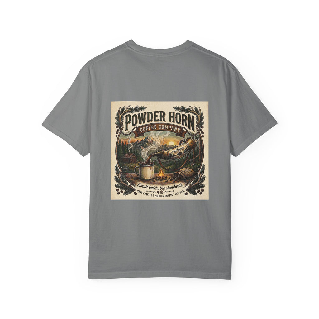 Powder Horn Graphic T-Shirt / Bear Logo Front / Vintage Back