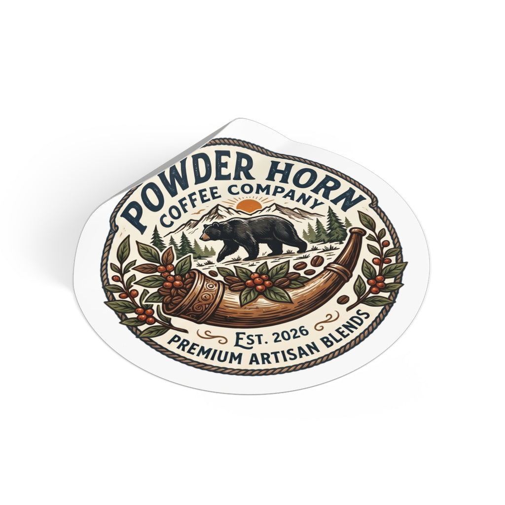 Powder Horn Coffee Company Sticker — Vintage Bear & Horn Logo