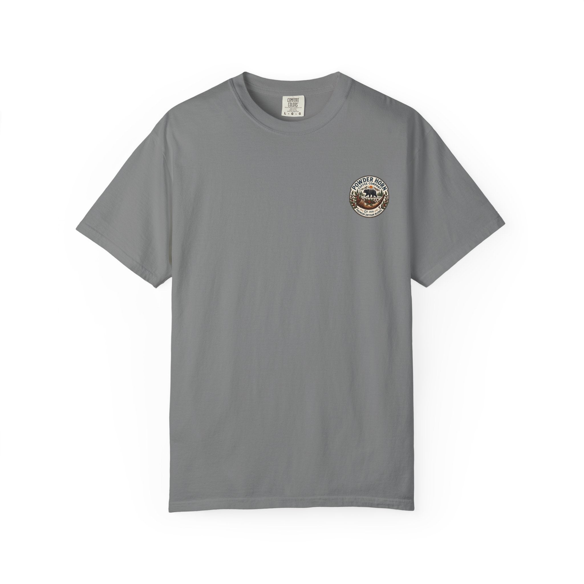 Powder Horn Graphic T-Shirt / Bear Logo Front / Vintage Back