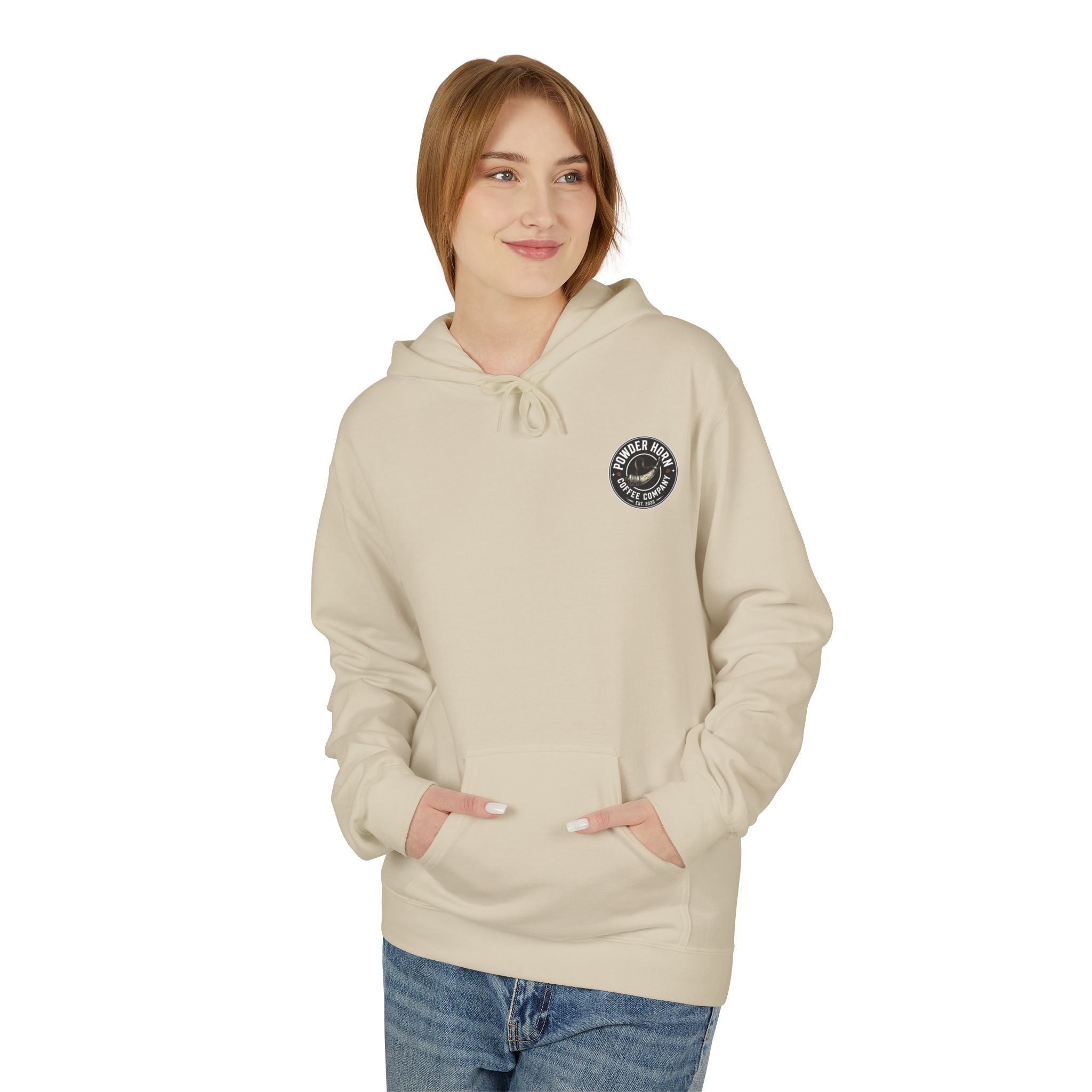 Powder Horn Logo Hoodie / Black Logo / Front and Back