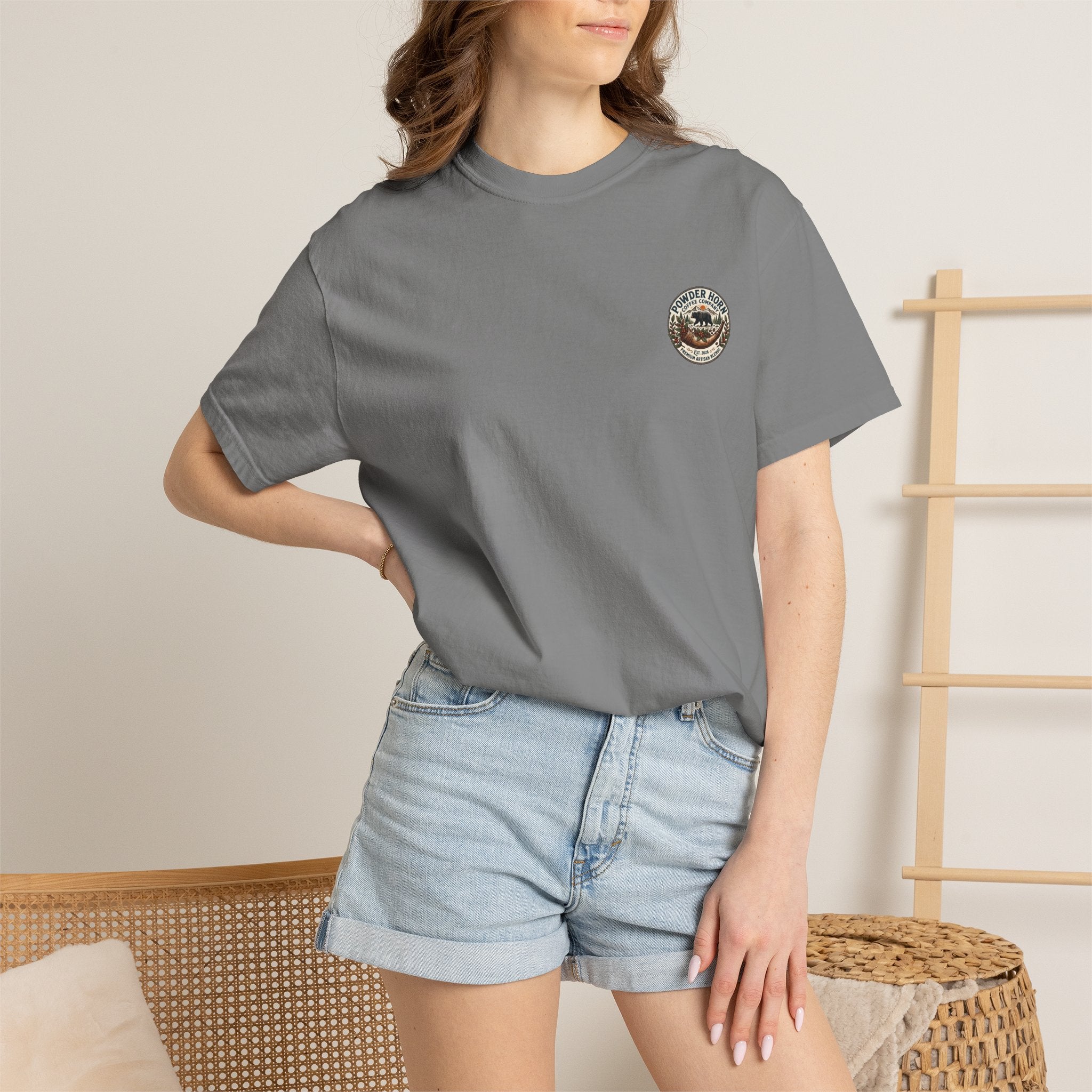 Powder Horn Graphic T-Shirt / Bear Logo / Front Only