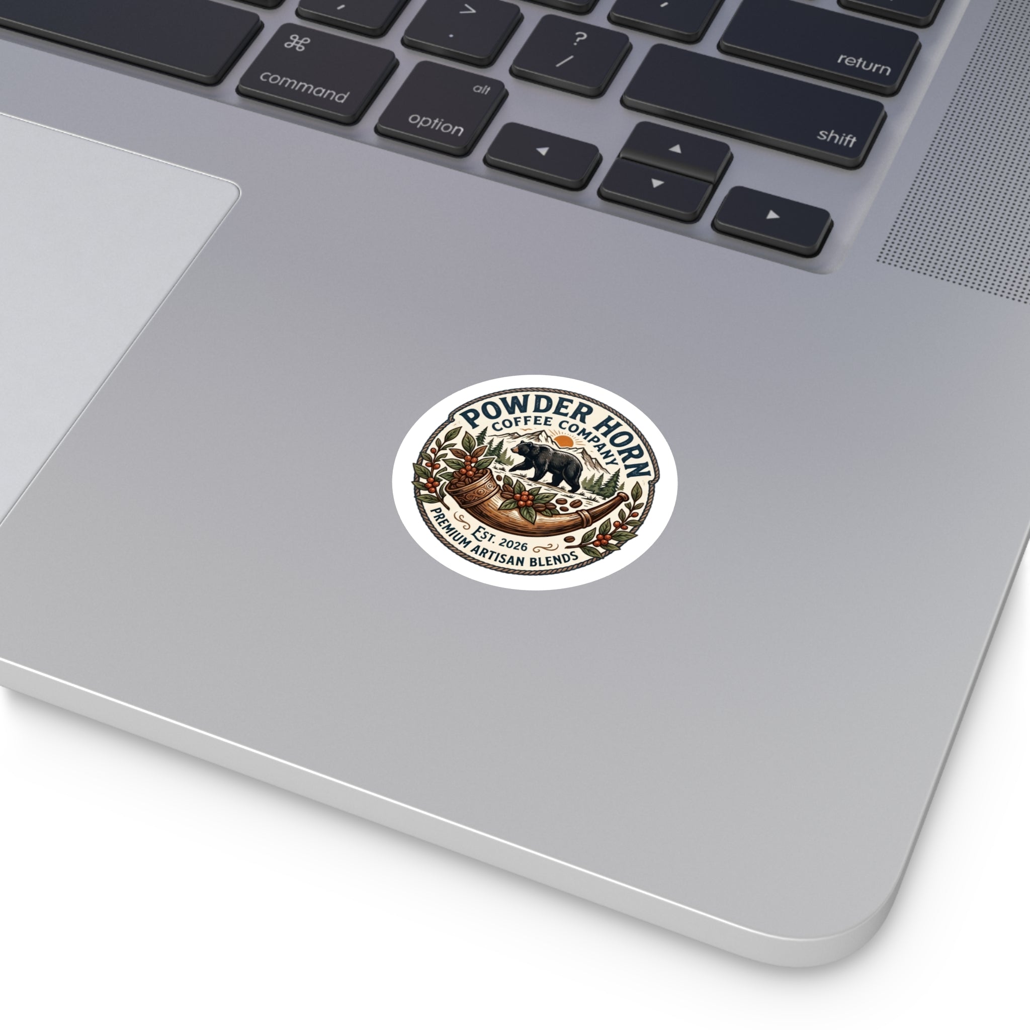 Powder Horn Coffee Company Sticker — Vintage Bear & Horn Logo