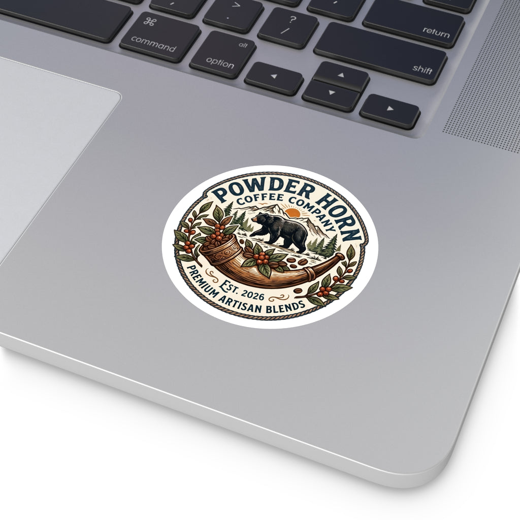 Powder Horn Coffee Company Sticker — Vintage Bear & Horn Logo
