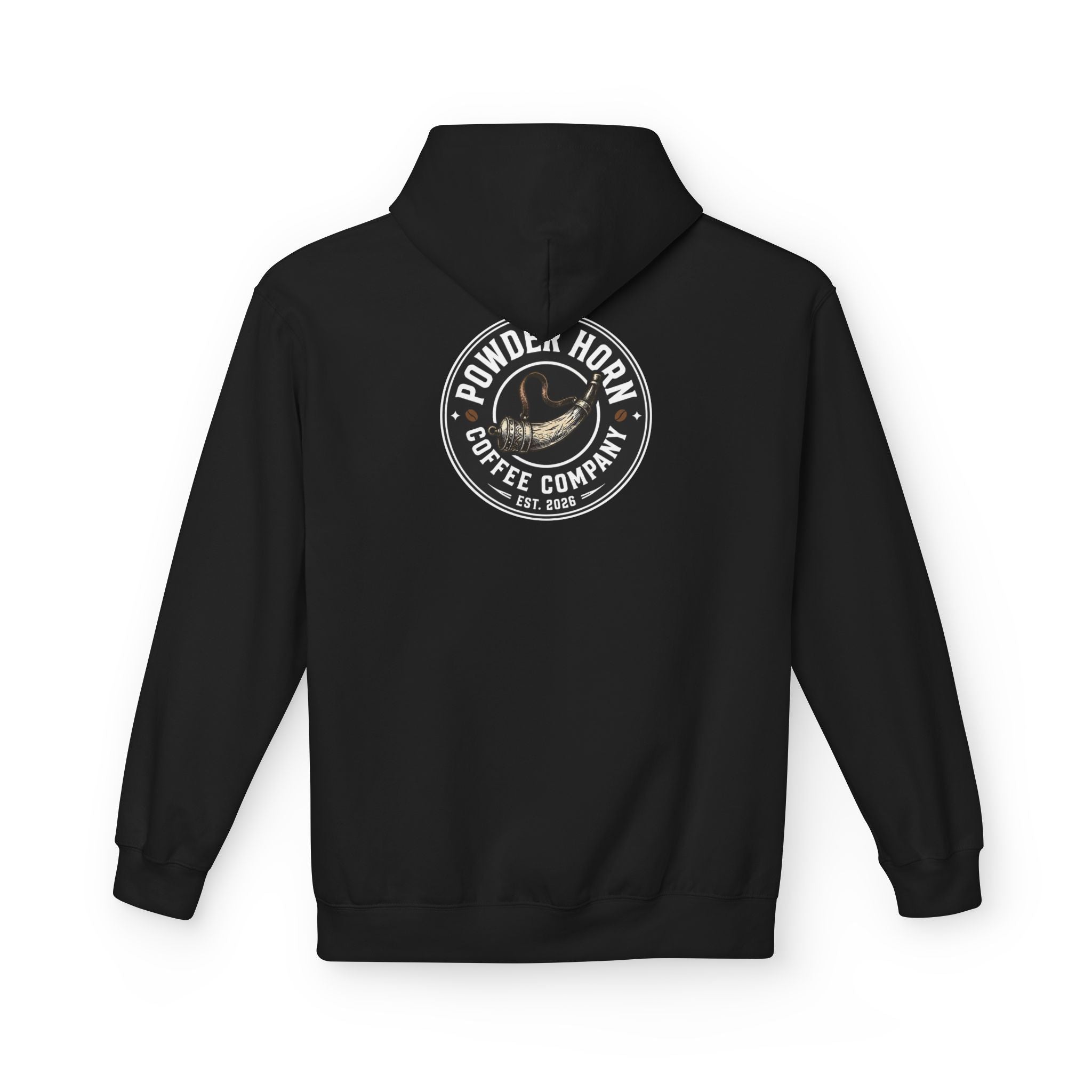 Powder Horn Logo Hoodie / Black Logo / Front and Back