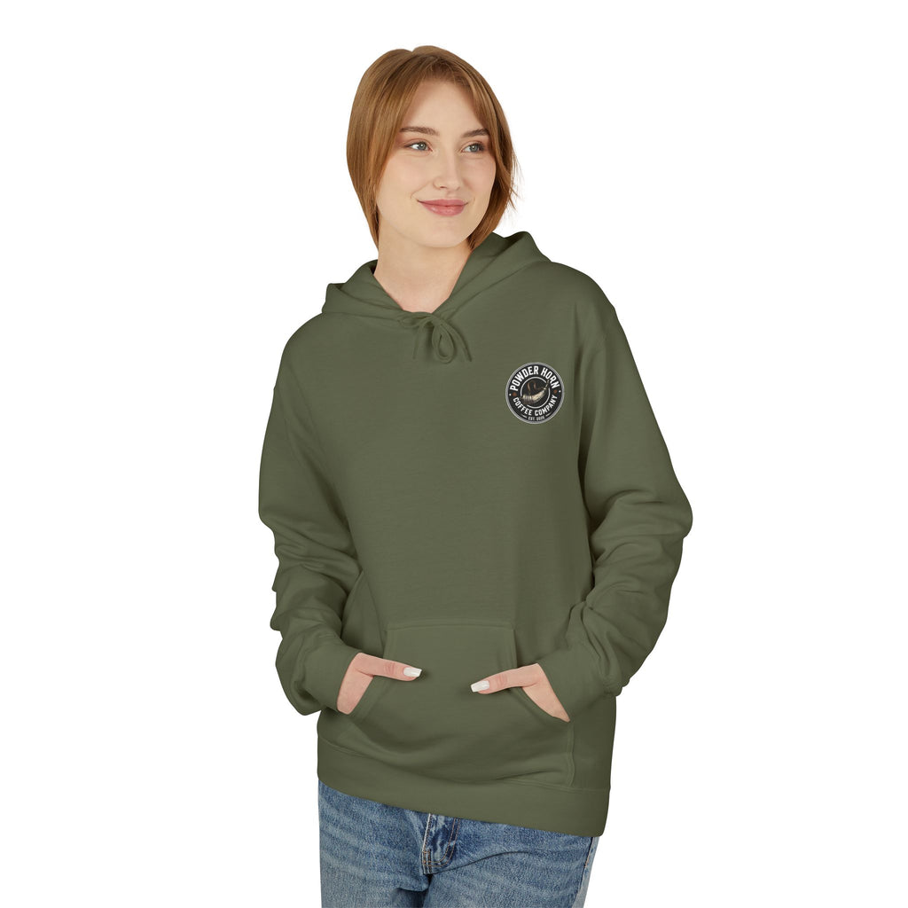 Powder Horn Logo Hoodie / Black Logo / Front and Back