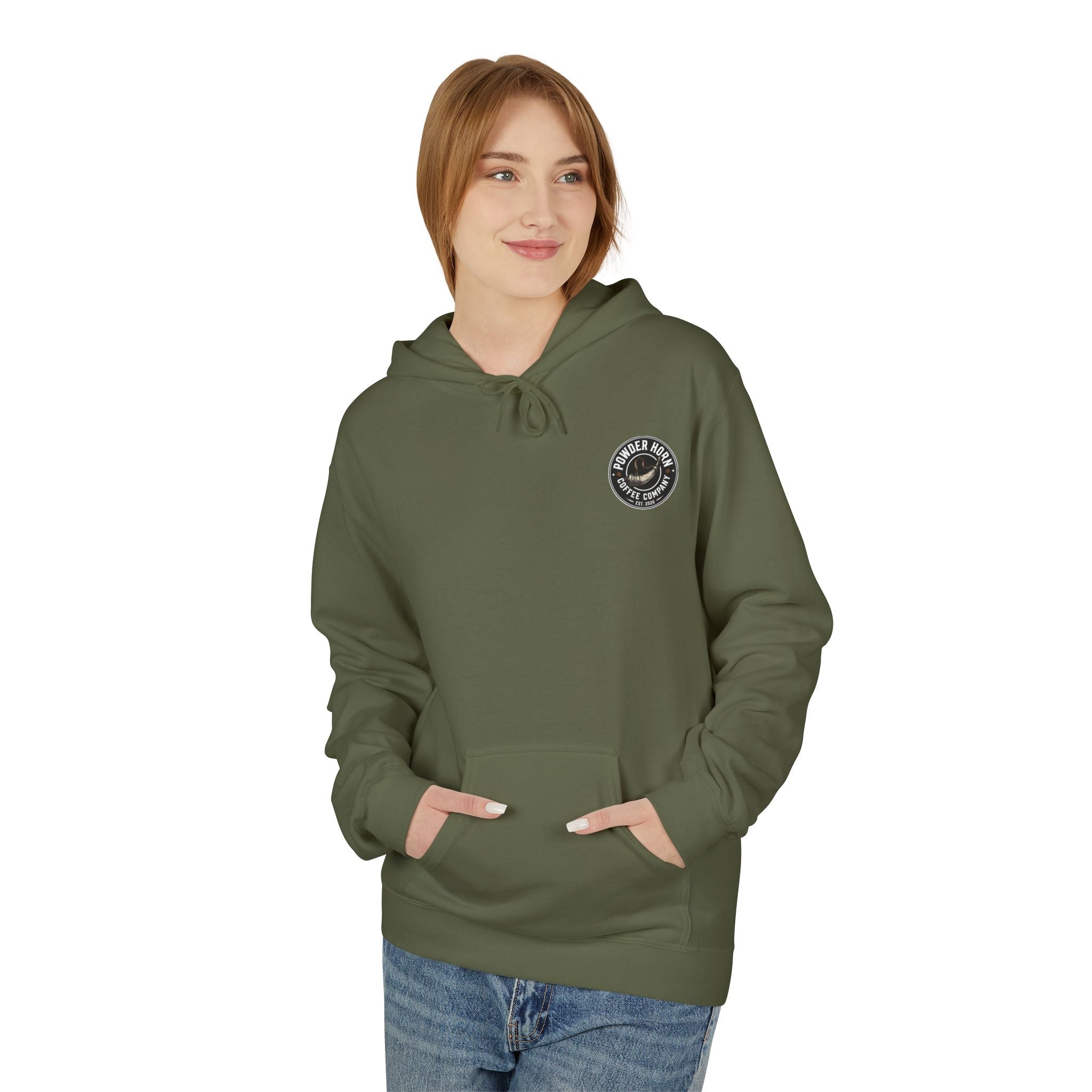Powder Horn Logo Hoodie / Black Logo / Front and Back