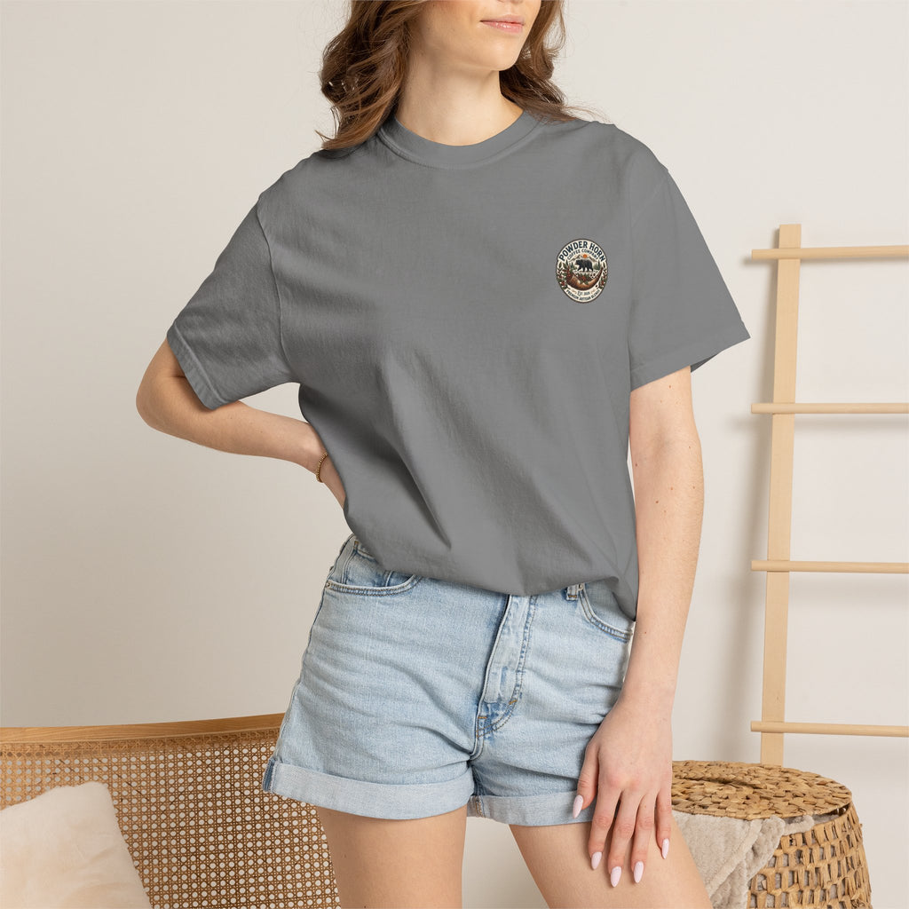 Powder Horn Graphic T-Shirt / Bear Logo Front / Vintage Back