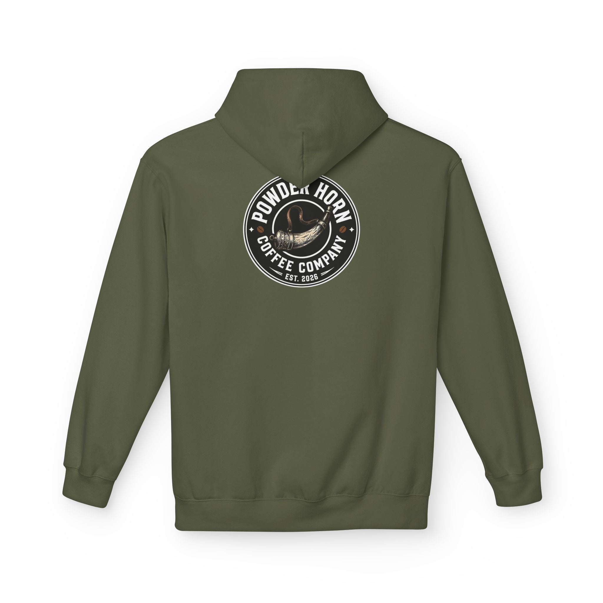 Powder Horn Logo Hoodie / Black Logo / Front and Back